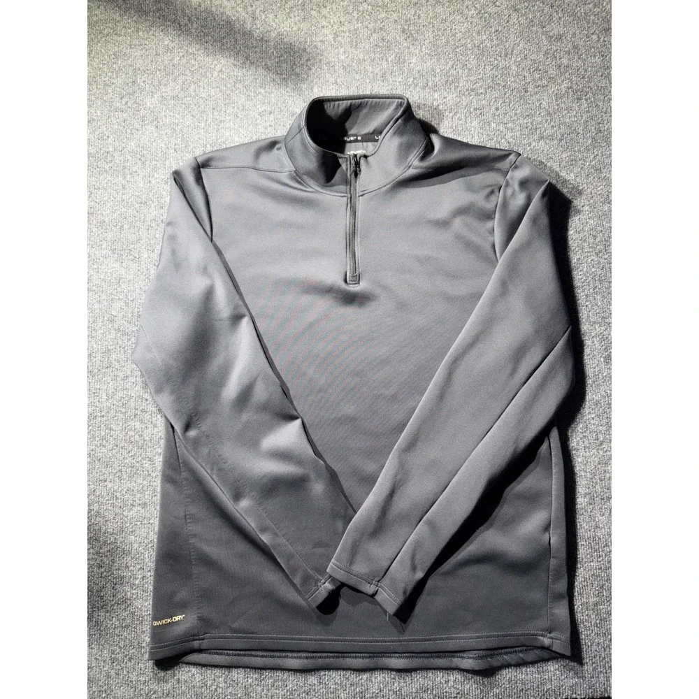 Layer 8 Mens Qwick-Dry Quarter Zip Pullover Charcoal Gray Athletic Shirt Large